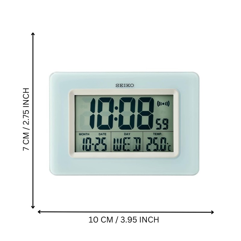 Seiko Yanai Bedroom Alarm/Wall Clock, Light Blue
