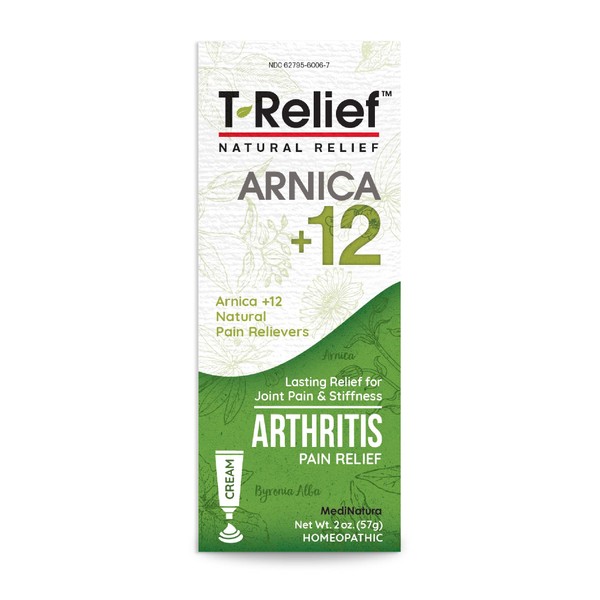T-Relief Arthritis Cream Arnica +12 Pain Relieving Natural Medicines Help Soothe Soreness Stiffness Aches & Pains in Joints Naturally - 2 oz