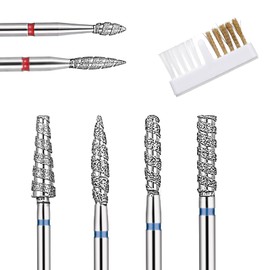 Oruola 6-Pack Cuticle Drill Bit, Spiral Cuticle Nail Drill Bit, Stainless Steel Colored Nail Drill Bits Professional,for Manicure, Pedicure Cuticle and Gel Polish with Cleaning Brush