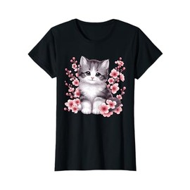 Cat With Cherry Blossoms Cute Cat T-Shirt