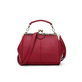 ROUROU Retro Hollow Handbag for Women Leather Shoulder Bag Evening Clutch Bag Kiss Lock Closure Crossbody Bag Purse