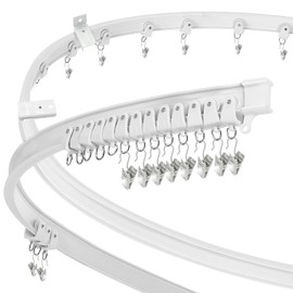 Ceiling Curtain Track, Flexible Bendable Ceiling Curtain Track Room Divider 12Ft Curved Curtain Rail Track Wall Mount RV Sliding Hospital Curtain Track System, Ceiling Track for Curtains Bay Window