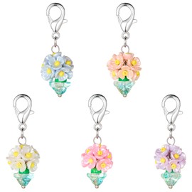 COGCHARGER 10 Pieces 5 Color Bag Purse Keychain Charms for Jewelry Making Flowerpot Glass Pendants with Lobster Claw Clasp for Decoration Necklace Earring DIY Supplies