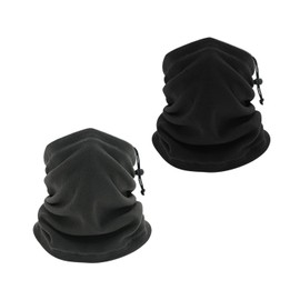 2 Piece Drawstring Neck Warmers, Fleece Neck Warmers, Thickened Windproof and Dustproof Ski Scarves, Suitable for Winter Outdoor Sports Adjustable Mask Scarves (Gray and Black)