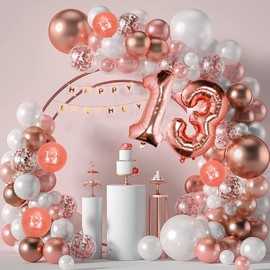 100pcs Sweet 13 Party Decorations - 13th Birthday Decorations for Girls Sweet 13 Balloons Garland Set for Arch Backdrop