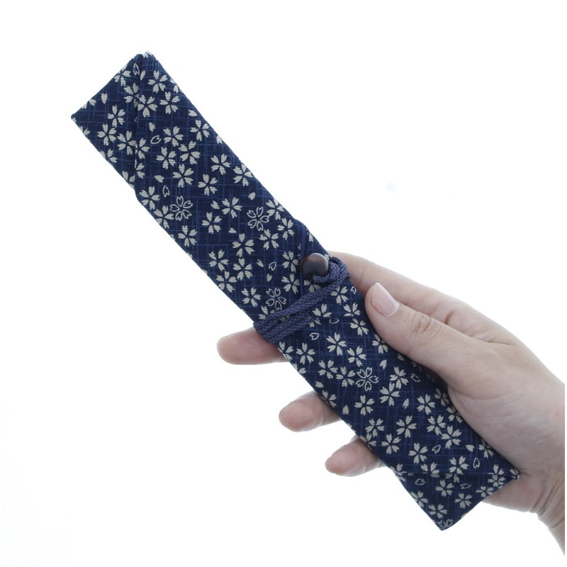 イシダ 箸包み 桜ちらし 紺 35005