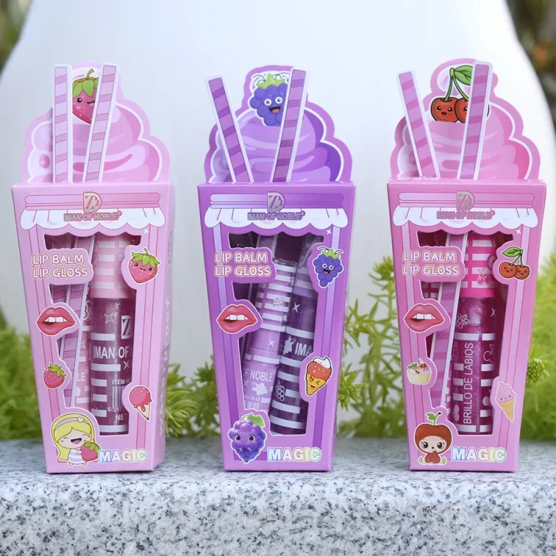 12 Duo Lip Gloss Magico Hidratante Larga Duracion Lip Balm