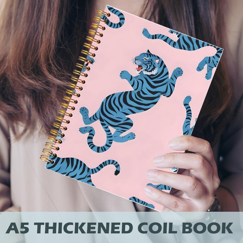 Yhtrg Preppy Coquette Blue Tiger Spiral Notebooks, Blue Tigers Journaling