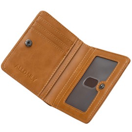Alldaily Small RFID Wallet for Women Slim Compact Bifold Pocket Ladies Travel Mini Purse (Brown)
