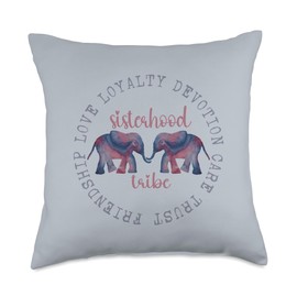Elephant Friendship Sisterhood Tribe Squad Crew Friend Group Throw Pillow