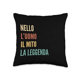 Disegni Di Nomi Italiani Divertenti Per Nello Funny Italian First Name Design-Nello Throw Pillow, 16x16, Multicolor