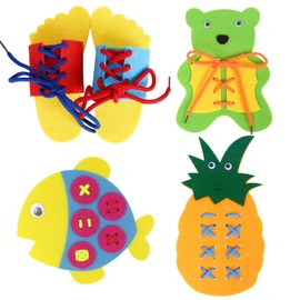 Carreneu 4 Stück Schleife Binden Lernen Kinder,Schleifen Binden Lernen,Schuhe Binden Lernen,Früh Schleife Lernen,Schleife Üben für Hause,Kindergarten,Schule Erziehen Usw