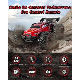 Coche Todoterreno de Control Remoto 2.4 GHz 1:18 Coche de Juguete Todoterreno Teledirigido de Alta Velocidad 2WD Carro Acrobático RC Recargable con 2 Pilas Recargable Ideal Regalos para Niño Niña
