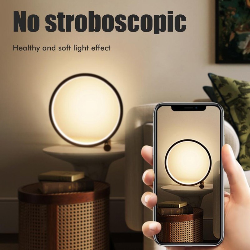 25CM Circular LED Bedroom Table Lamp Dimmable Round Decorative Night