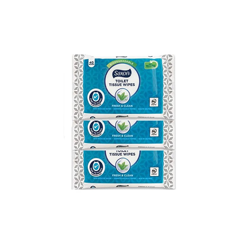 Toilet Tissue Wipes Biodegradable, Normal/Sensitive, Fresh and Clean with Micellar