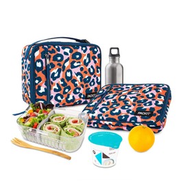 PackIt - Fiambrera clásica congelable, diseño de leopardo salvaje, naranja