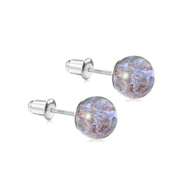 925 Sterling Silver Stud Earring for Women Firefly Bead Earring Murano Jewelry Hypoallergenic Earring for Women Bridesmaid Gift