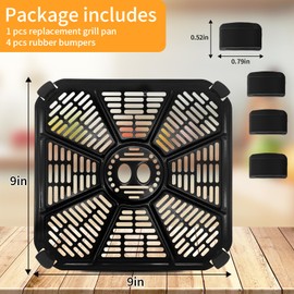 GXF Air Fryer Accessories for Green pan RICARDO Air Fryer, 9''×9'' Steel Air Fryer Tray Grill Pan Grill Plate Crisper Plate Replacement Parts Rack