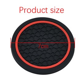 Adunsiaoto Pack of 2 Car Cup Holder Coasters, Honeycomb Pattern Car Coasters, PVC Car Drink Holder Coasters, Car Drink Holder Insert, Car Non-Slip Coasters (Black Red)