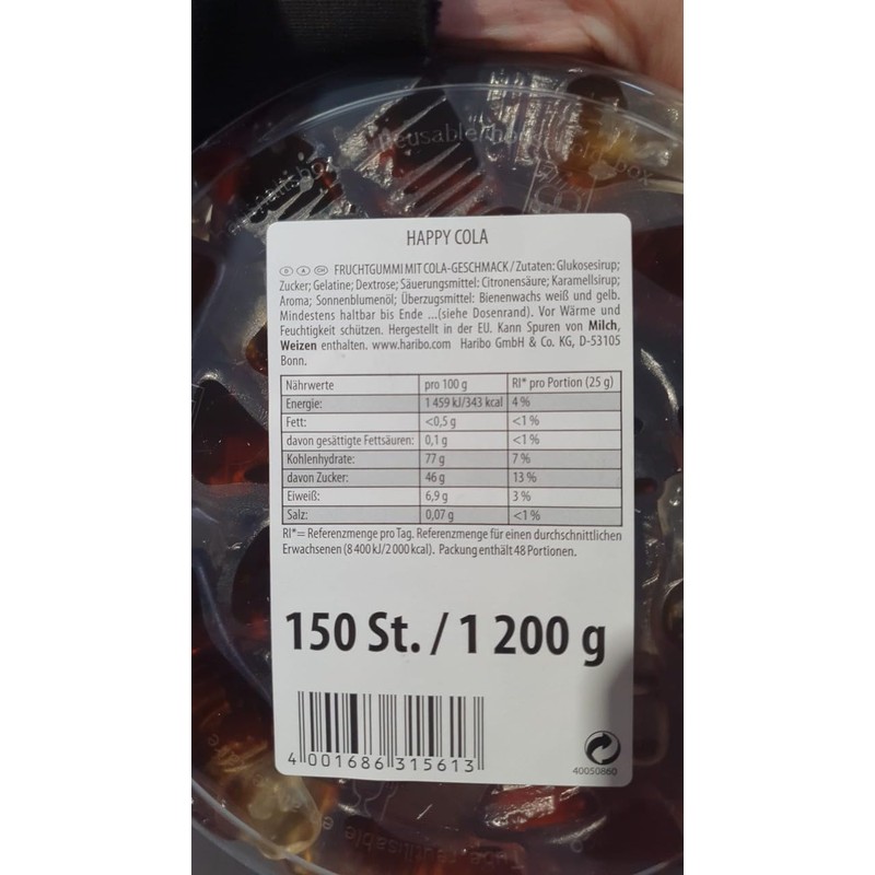 Haribo Original Happy Cola, 150 pcs