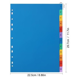 1-12 Part A4 File Dividers for Ring Binders, 【5Pack】Folder Dividers for Lever Arch Files, Subject Paper Dividers a4 with 11-Holes & Content List Ideal for Office School Index Dividers