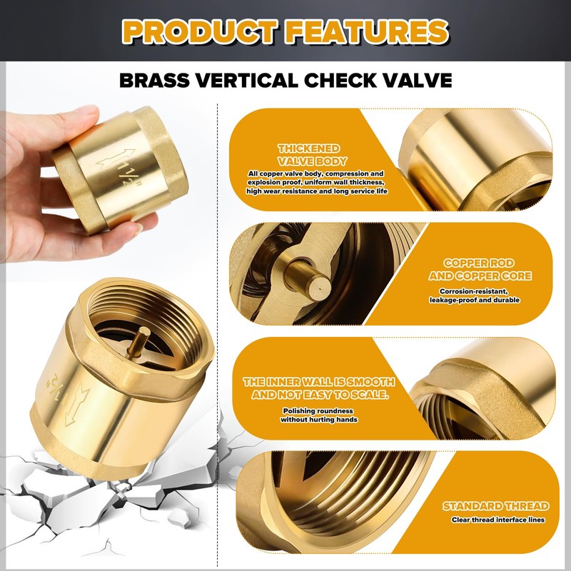 BHHTBB Brass Check Valve 1 1/2 Inch DN40 Backflow Preventer