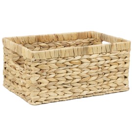 Wicker Baskets, Rattan Woven Baskets, Water Hyacinth Baskets for Organizing, Rectangular Storage Baskets for Shelves, Wicker Basket Organizer Bins for Home (Medium)