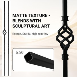 Belinova 10 Pack Wrought Iron Balusters 44'' Hollow Staircase Balusters with Swivel Shoes Balusters for Staircase Interior Double Twist Stair Basket Decorative Spindles for Staircase Indoor