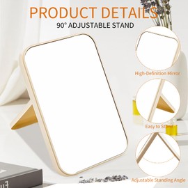 Seuqhck 8 Pack Table Mirror with Stand, 8 Inch Portable and Foldable Desktop Makeup Mirror Bulk for Spa Party Supplies, Birthday, Women, Pink, Beige, Blue, Green