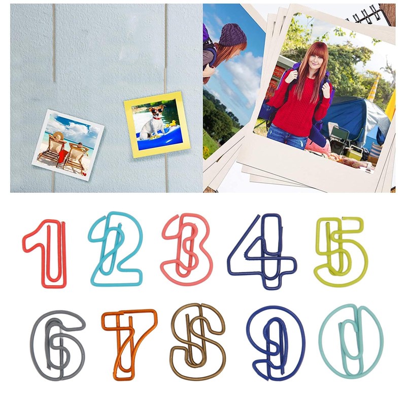 100 Cute Number Style Paper Clips Durable Metal File Organizer