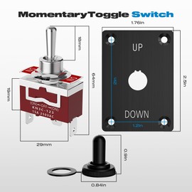 Momentary Toggle Switch, Malictele SPDT 3Pin Waterproof (ON)-Off-(ON) Toggle Switch 12V DC 30A Momentary Switch 3 Way Toggle Switch with Up Down Mounting Panel and Waterproof Cap for Car RV Boats