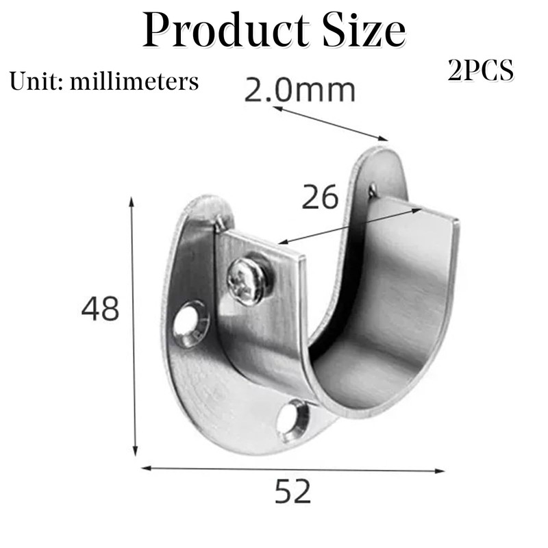2 Pack Flange Rod Holder, Closet Rod Bracket End Supports