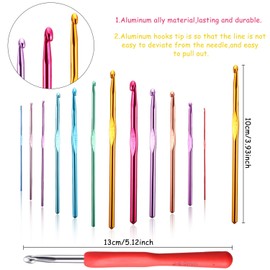 87 Pieces Crochet Hooks Set with Storage Case, Pompom Maker Crochet Hooks Kit Sewing Knitting Needles Stitch Marker Crochet Hooks for Beginners Skilful DIY Crochet Lovers