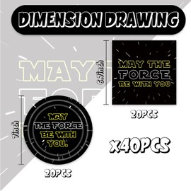 40pcs may the force be with you Party Supplies,include 20 Dessert Plate, 20 Napkin,Used for Stars Birthday Party Decoration