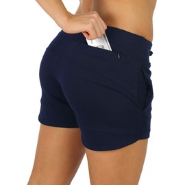 icyzone Women's Sweat Shorts Jogging Bottoms Sports Running Shorts with Pockets, navy
