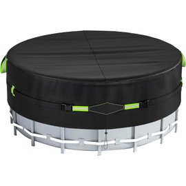 12 Ft Round Pool Cover with Reflective Strips,Round Pool Cover,Swimming Pool Cover for Above Ground Pools,New Super Windproof Gel-Coated Tarp Straps,Swimming Pool Covers with UV Protection