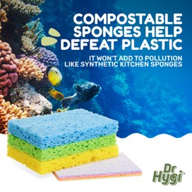 DR HYGI PopUp Sponges, Natural Cellulose Sponge, Super Absorbent Sponge for Tableware, Biodegradable Sponge, Recyclable Packaging (12 Pack Eco Sponge Set)