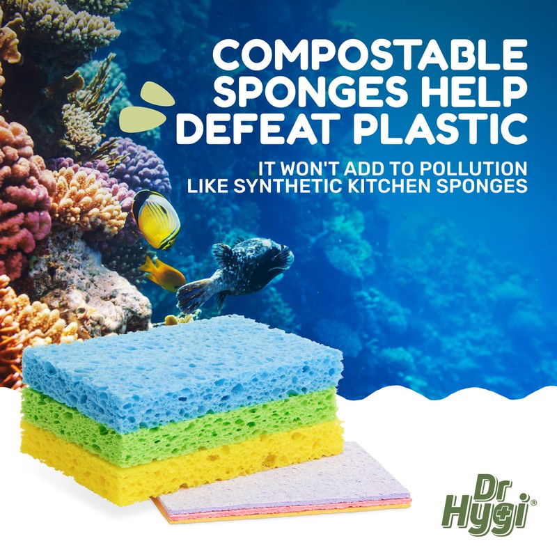 DR HYGI PopUp Sponges, Natural Cellulose Sponge, Super Absorbent Sponge