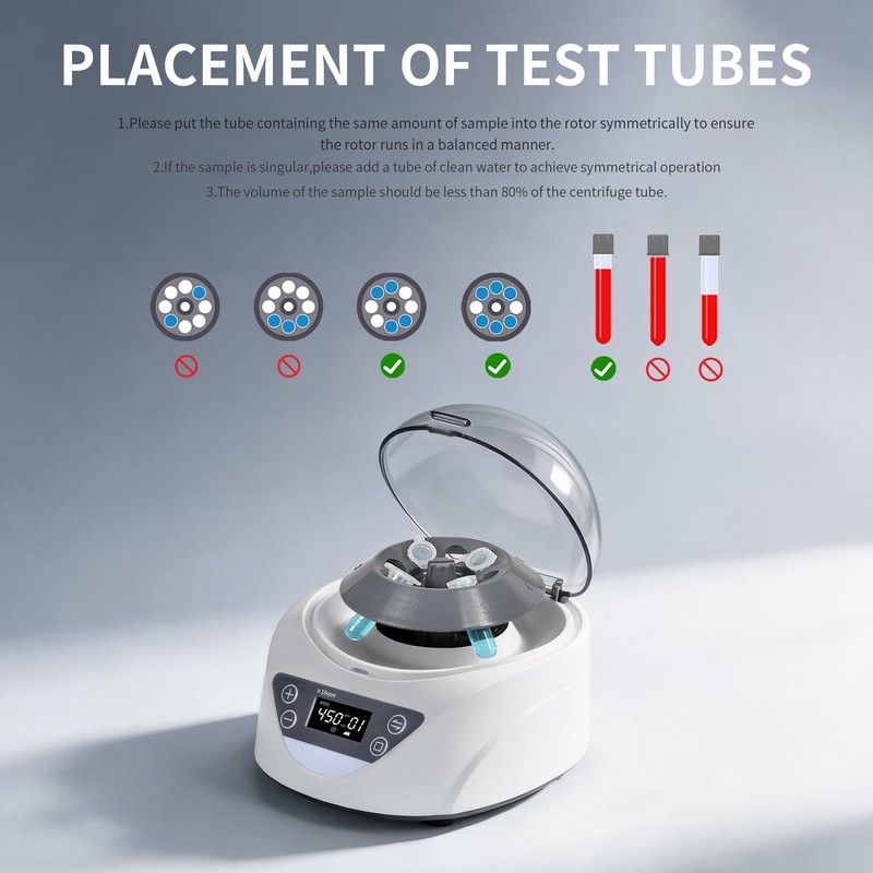 LACHOI Lab Mini Centrifuge Machine LCD 100-12000RPM 99mins Timer 7245×g