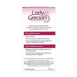 Grecian Lady 5 Shampoo Tinte Canas, Normal, Castaño a Negro, 3 Pack 120ml