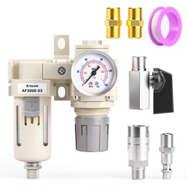 TAILONZ PNEUMATIC 3/8 Inch NPT 2 in 1 Air Filter Pressure Regulator Combo Piggyback, Air Tool Compressor Filter with Gauge AF3000+AR3000