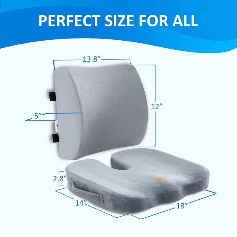 SAIREIDER Lumbar Support Pillow and Office Chair Cushion, Memory Foam