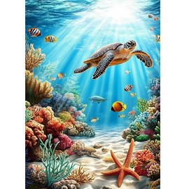 AIRDEA Diamond Art Paintings Kits for Adults,12x16 Inch DIY Gem Art Kits,5D Diamond Painting Set for Beginner (Blue Orange Beige)