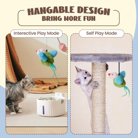 Pawsible Flapping Bird Cat Toy, Interactive Catnip Kitten Toy with Lifelike Chirping, Rechargeable & Touch Activated for Bored Indoor Adult Cats of All Breeds, Green