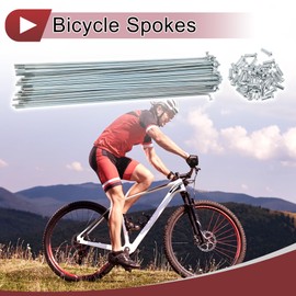 A ABSOPRO 36 Set 13G Bicycle Spokes 207mm Bike Wheel Spokes Galvanized Carbon Steel Silver Tone