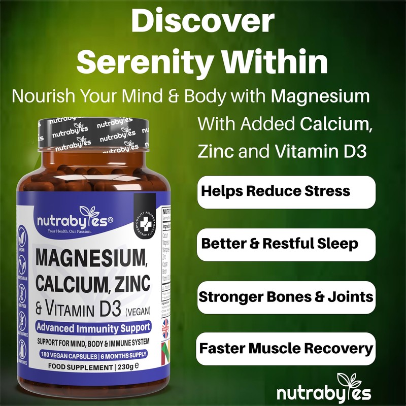 Magnesium Calcium Zinc & Vitamin D3 Vegan Supplement, Advanced Immunity