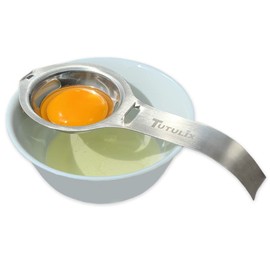 Separador de yema de huevo en acero inoxidable con mango extendido, separador de clara egg separator