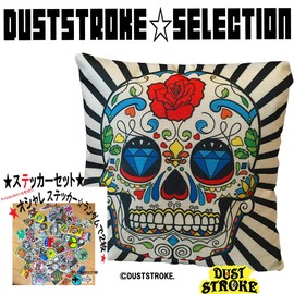 DUSTSTROKE 17.7 x 17.7 inches (45 x 45 cm) Skull Sugar Skull Cushion Cover, Multi Color, Stylish, Interior, Miscellaneous Goods (Black and White (Sticker Set))