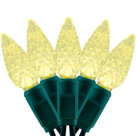 YULETIME Warm White One-piece C6 LED Christmas Lights, Total 71 Feet 140 Count 2 Strands 35.5ft 70ct 6" Spacing Waterproof Strawberry String Light (Warm White)