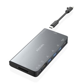 USB-C Dock AISENS 8-in-1 HDMI RJ45 3XUSB-A USB-C Data + PD 1 x SD 1 x Micro SD